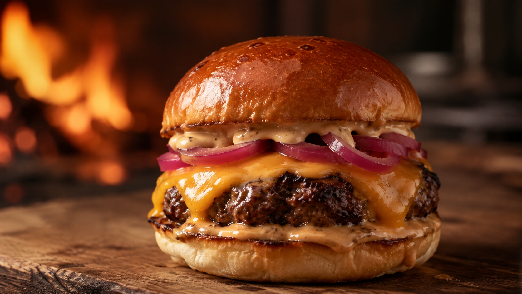 Burger de bison au cheddar fondant