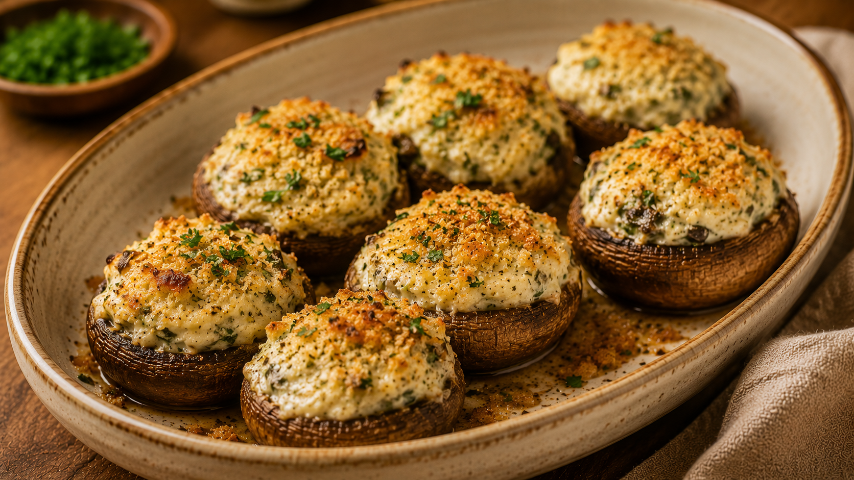 Champignons farcis ail et fromage frais
