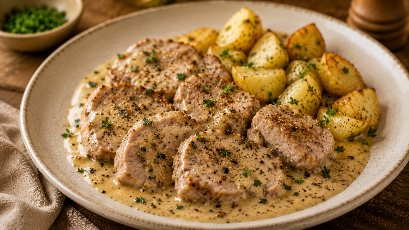 Filet de porc moutarde et crème
